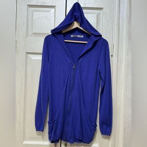 Athleta Blue Hooded Cardigan
